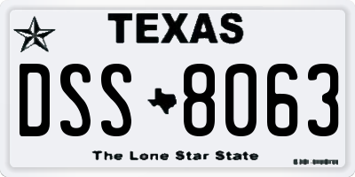 TX license plate DSS8063