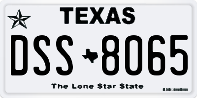 TX license plate DSS8065
