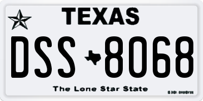 TX license plate DSS8068