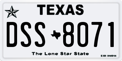 TX license plate DSS8071