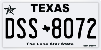 TX license plate DSS8072