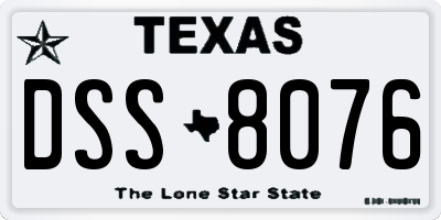 TX license plate DSS8076