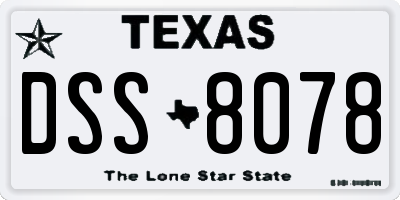 TX license plate DSS8078