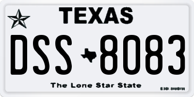 TX license plate DSS8083