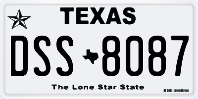 TX license plate DSS8087