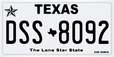 TX license plate DSS8092
