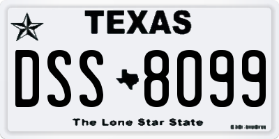 TX license plate DSS8099