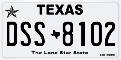 TX license plate DSS8102