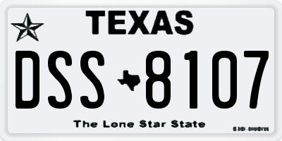 TX license plate DSS8107