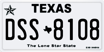 TX license plate DSS8108