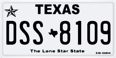 TX license plate DSS8109