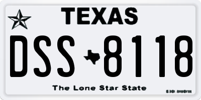 TX license plate DSS8118