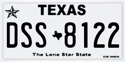TX license plate DSS8122