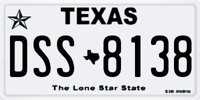 TX license plate DSS8138