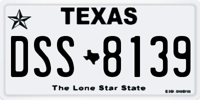 TX license plate DSS8139