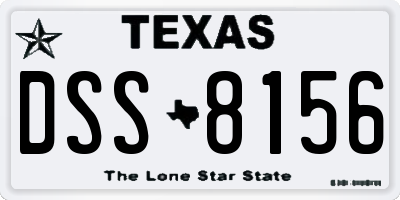 TX license plate DSS8156