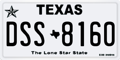 TX license plate DSS8160