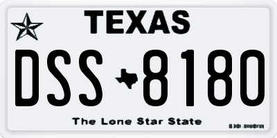 TX license plate DSS8180