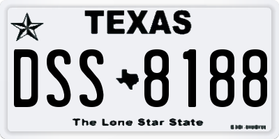 TX license plate DSS8188