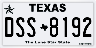 TX license plate DSS8192