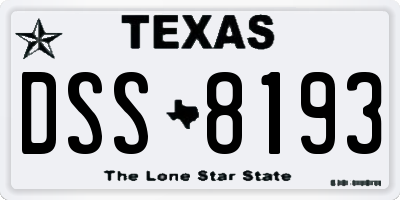 TX license plate DSS8193
