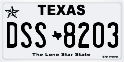 TX license plate DSS8203