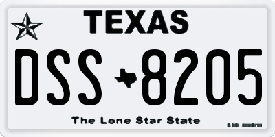 TX license plate DSS8205
