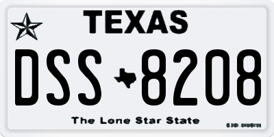 TX license plate DSS8208
