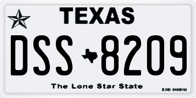 TX license plate DSS8209