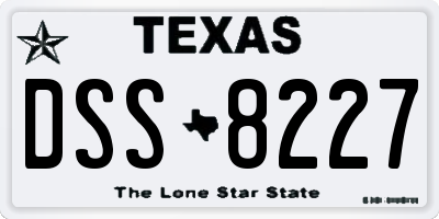 TX license plate DSS8227