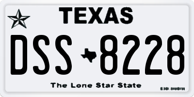 TX license plate DSS8228