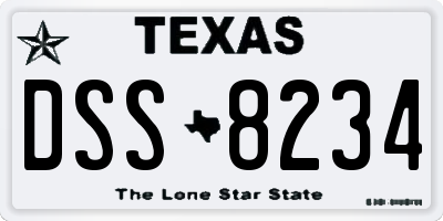 TX license plate DSS8234