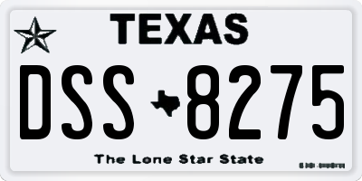 TX license plate DSS8275