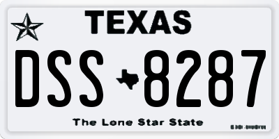TX license plate DSS8287