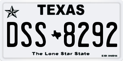 TX license plate DSS8292