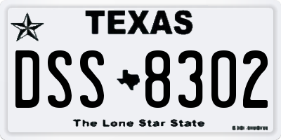 TX license plate DSS8302