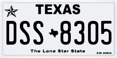 TX license plate DSS8305