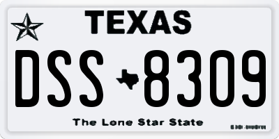 TX license plate DSS8309