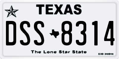 TX license plate DSS8314