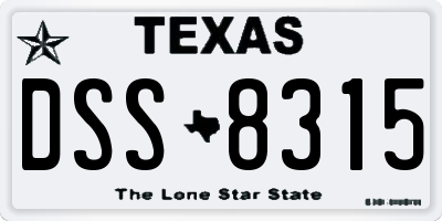 TX license plate DSS8315