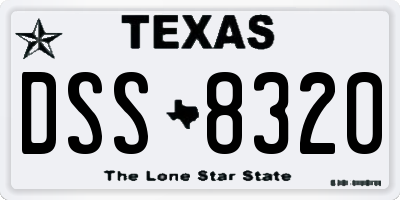 TX license plate DSS8320