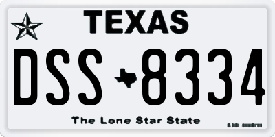 TX license plate DSS8334