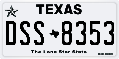 TX license plate DSS8353