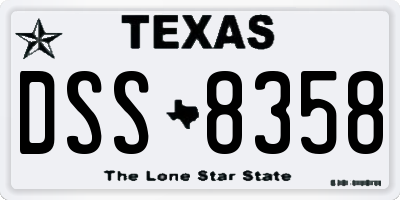 TX license plate DSS8358