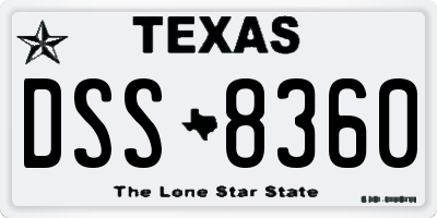 TX license plate DSS8360