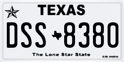 TX license plate DSS8380