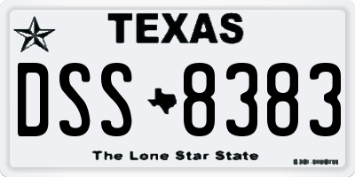 TX license plate DSS8383