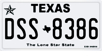 TX license plate DSS8386