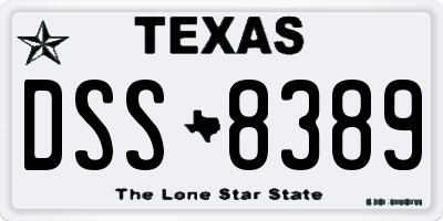 TX license plate DSS8389