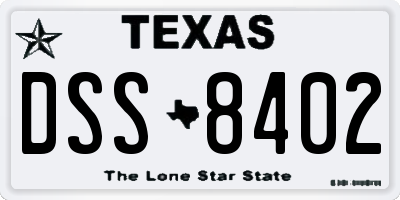 TX license plate DSS8402